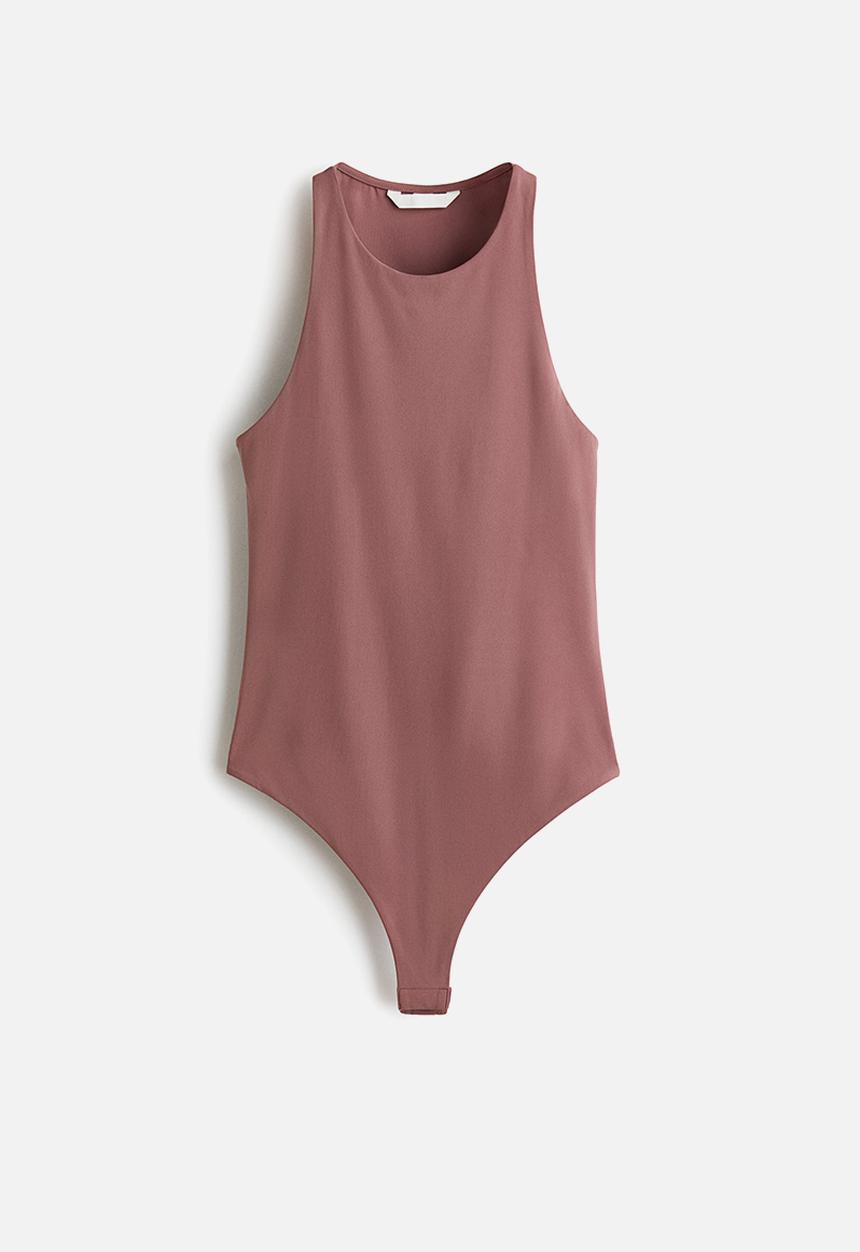 H&M - Sleeveless thong body - dark dusty pink