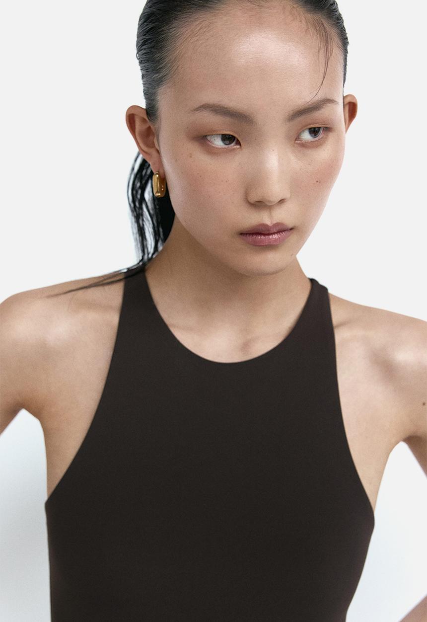 H&M - Sleeveless thong body - dark brown