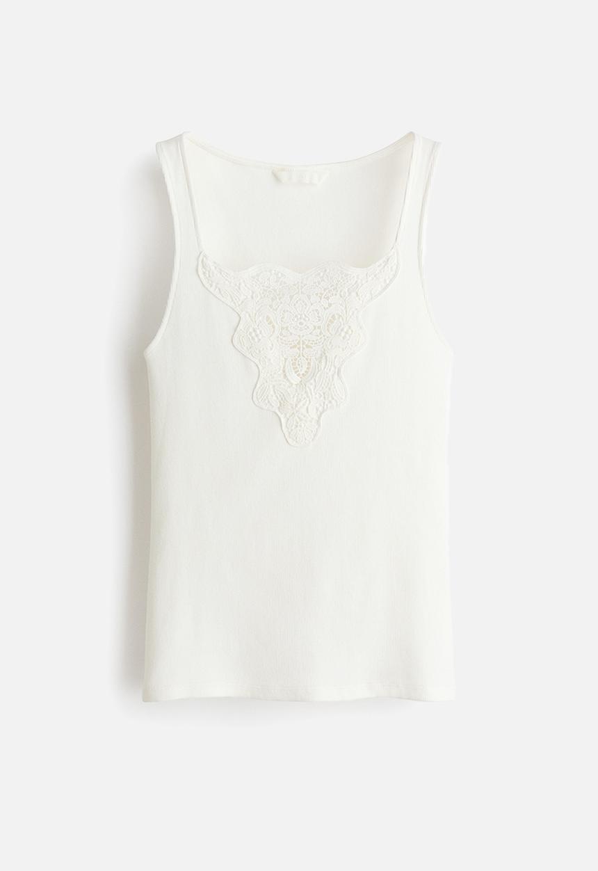 H&M - Lace-detail top - white