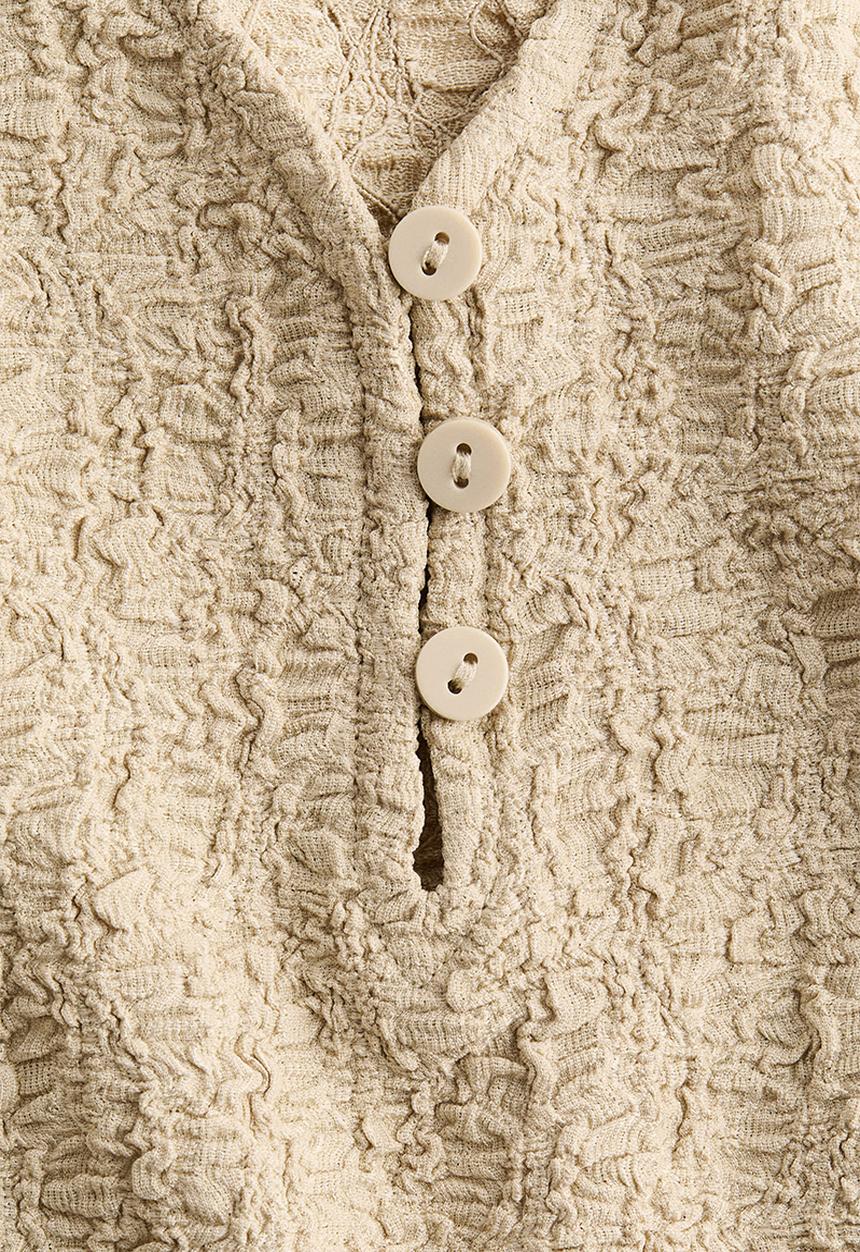 H&M - Crinkled polo shirt - beige