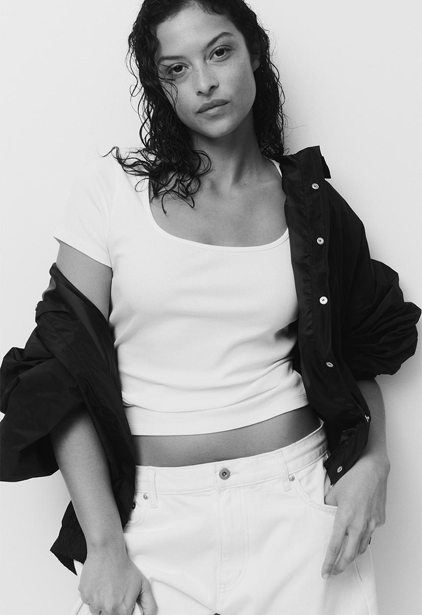 H&M - Ribbed cotton T-shirt - white