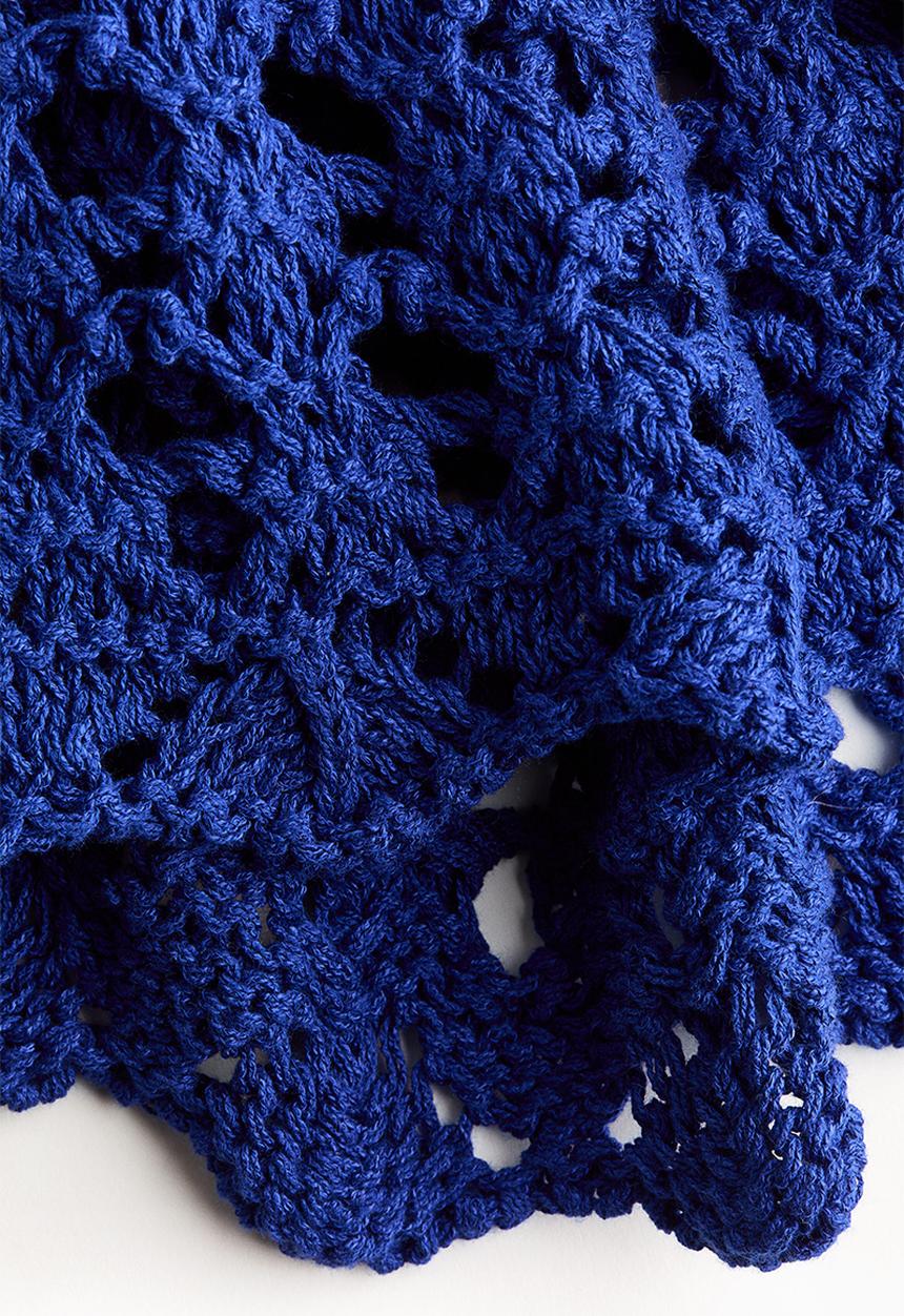 H&M - Flounced pointelle-knit dress - bright blue