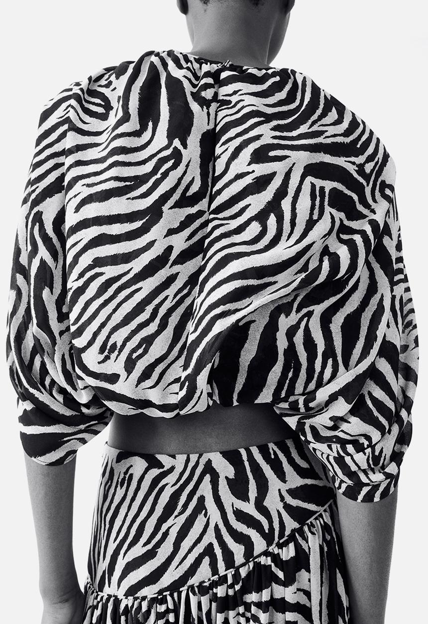 H&M - Chiffon top - beige/zebra print