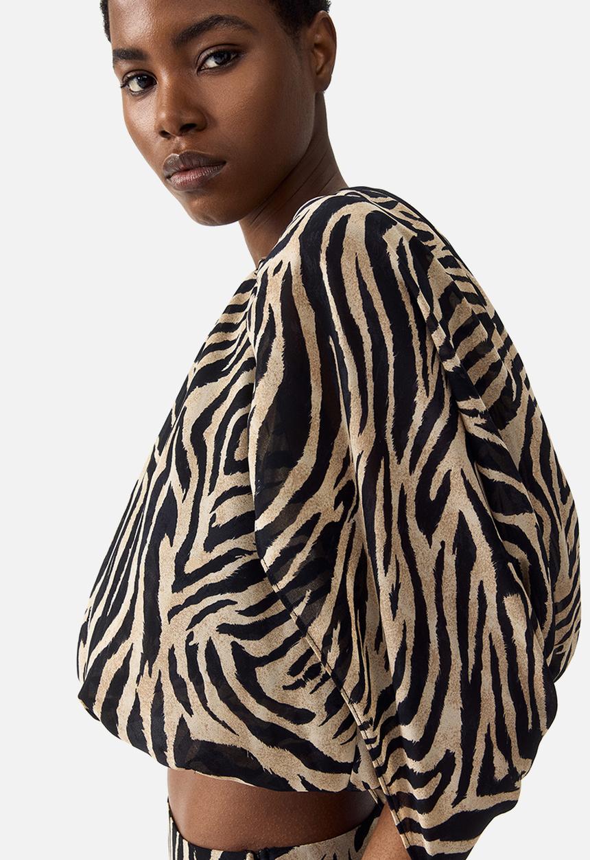 H&M - Chiffon top - beige/zebra print