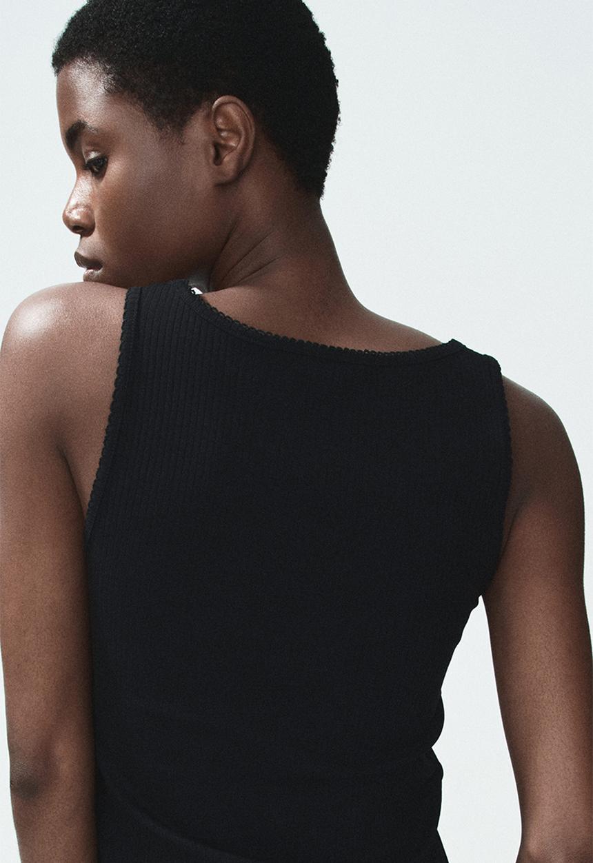 H&M - Ribbed cotton vest top - black