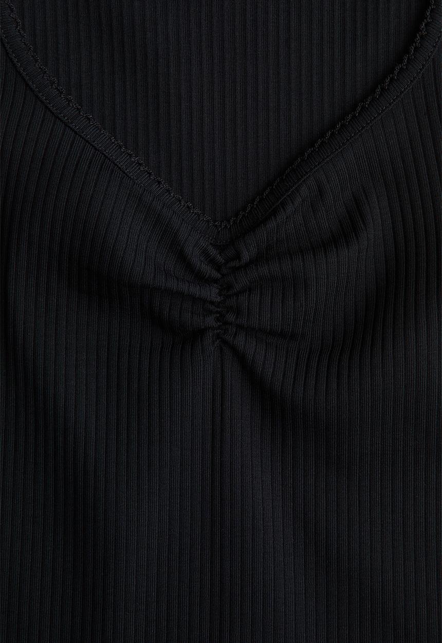 H&M - Ribbed cotton vest top - black