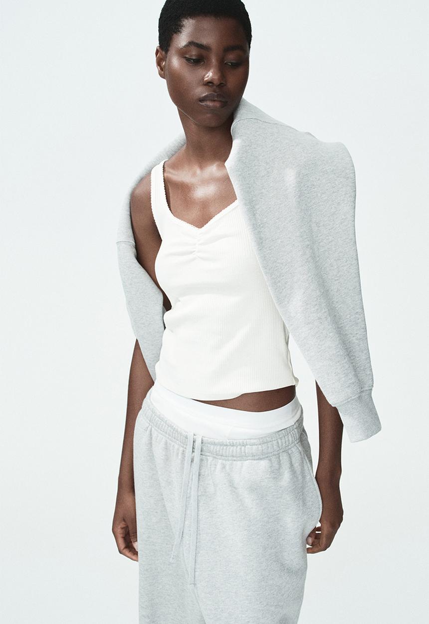 H&M - Ribbed cotton vest top - white