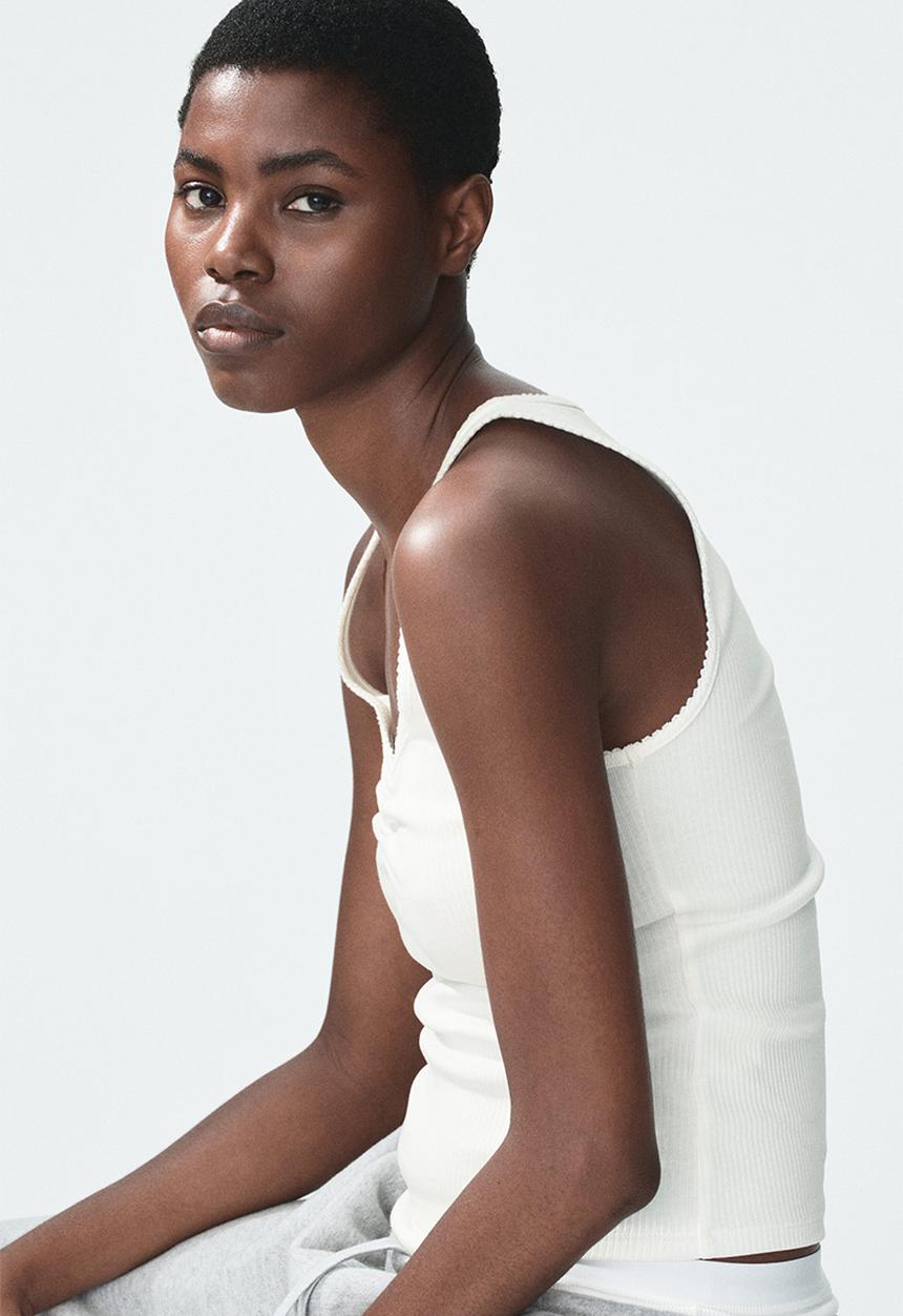 H&M - Ribbed cotton vest top - white