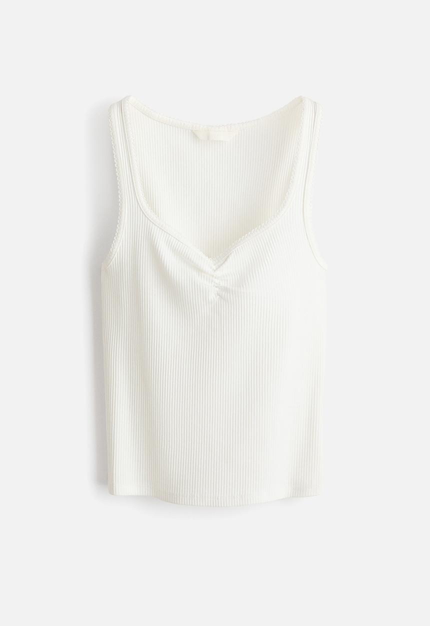 H&M - Ribbed cotton vest top - white