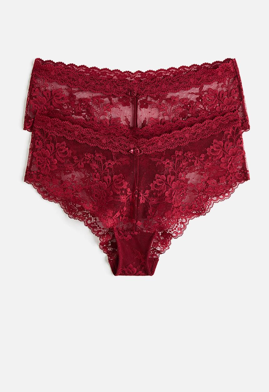 H&M - 2-Pack lace hipster briefs - dark red