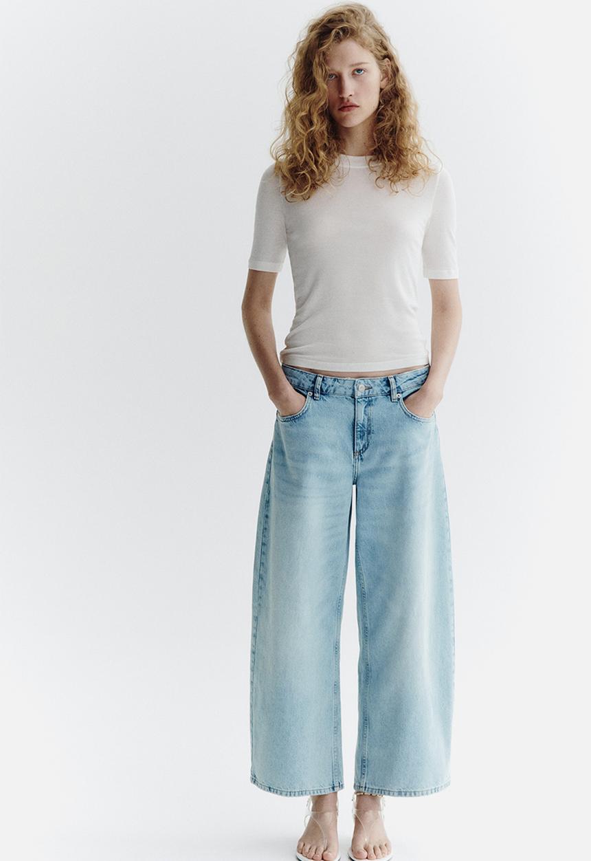 H&M - Wide regular waist ankle jeans - light denim blue