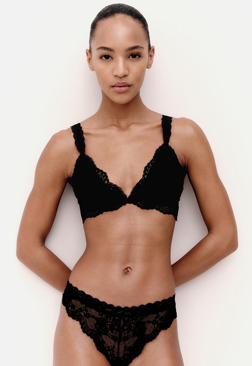 H&M - Padded non-wired lace bra - black