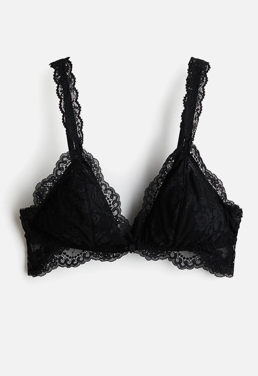 H&M - Padded non-wired lace bra - black
