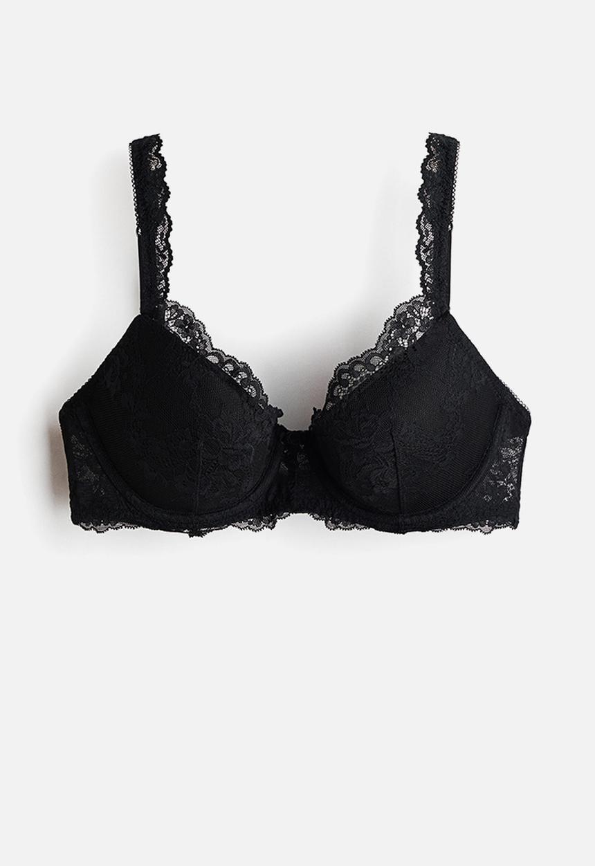 H&M - Lace push-up bra - black