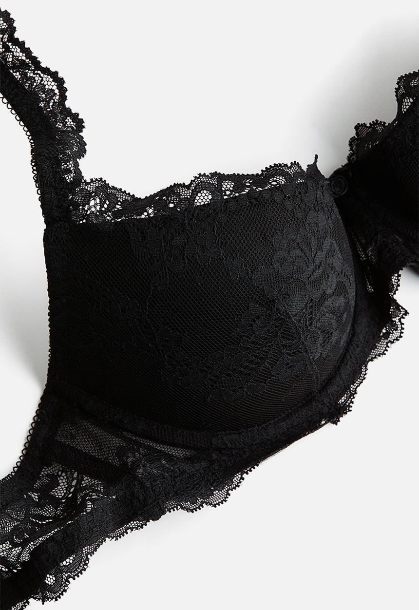 H&M - Lace push-up bra - black