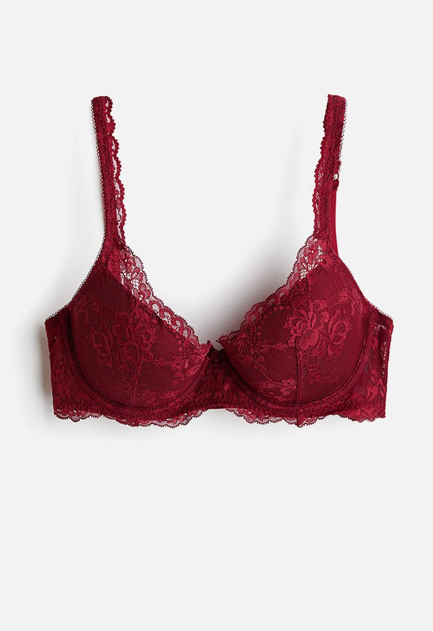 H&M - Lace push-up bra - dark red