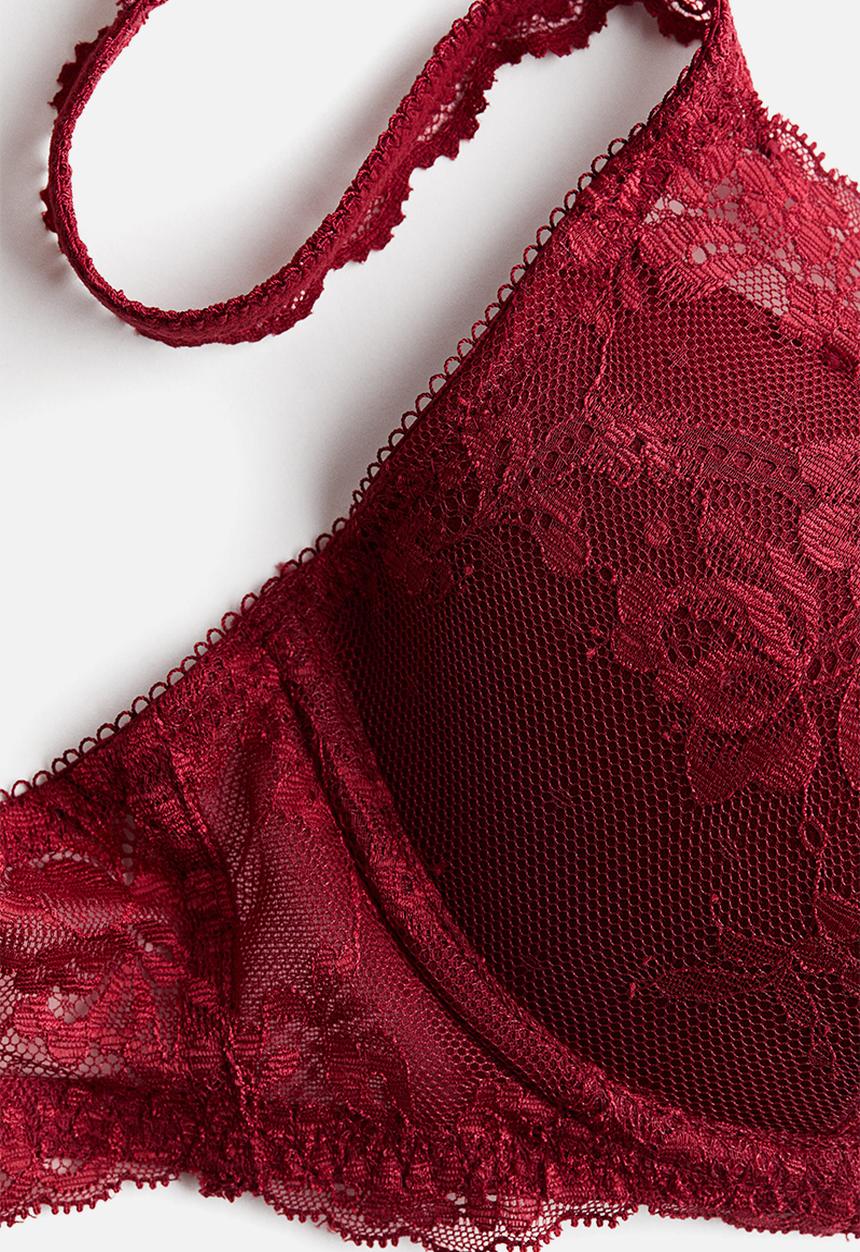 H&M - Lace push-up bra - dark red