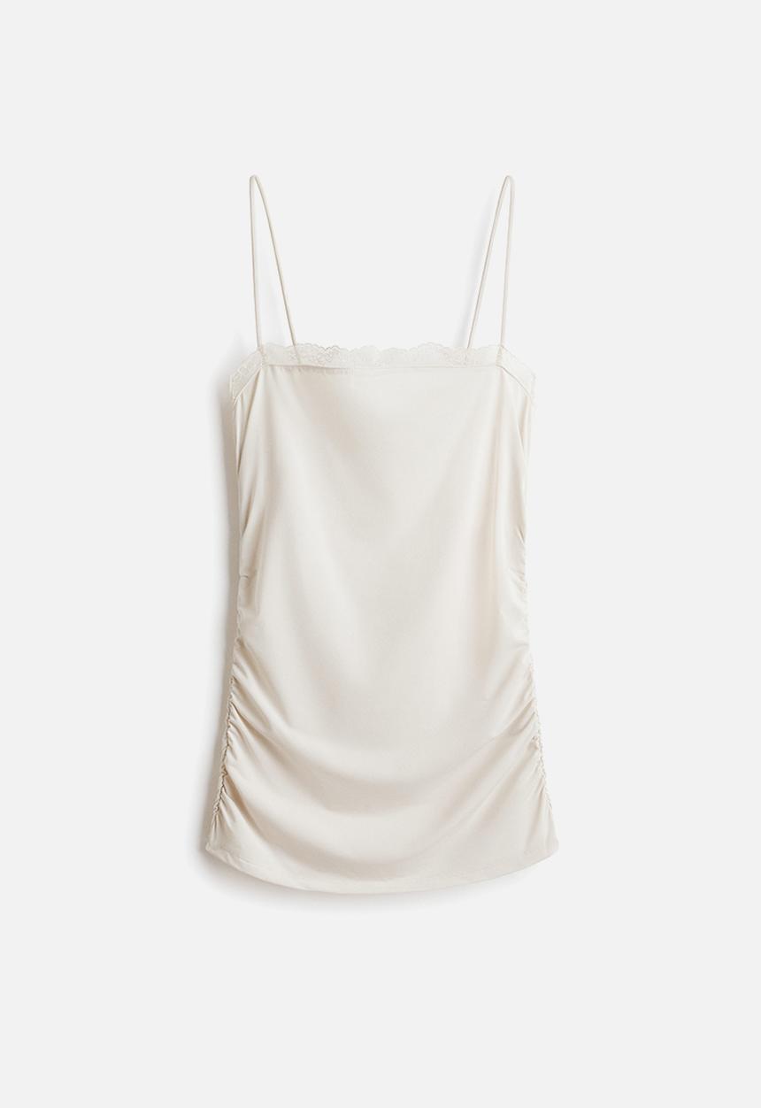 H&M - Lace-trimmed strappy top - white