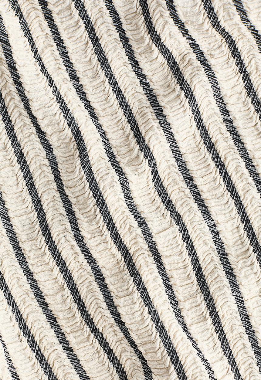 H&M - Wide crinkled trousers - light beige/dark grey striped