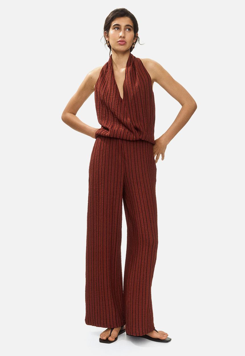 H&M - Wide crinkled trousers - dark orange