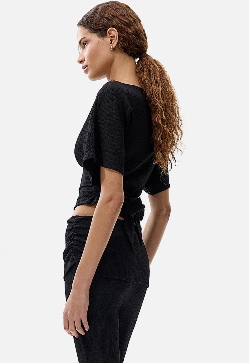 H&M - Crinkled layered trousers - black