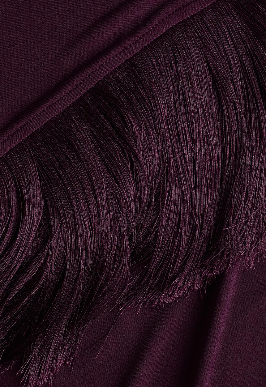 H&M - Fringe-trimmed jersey trousers - dark purple