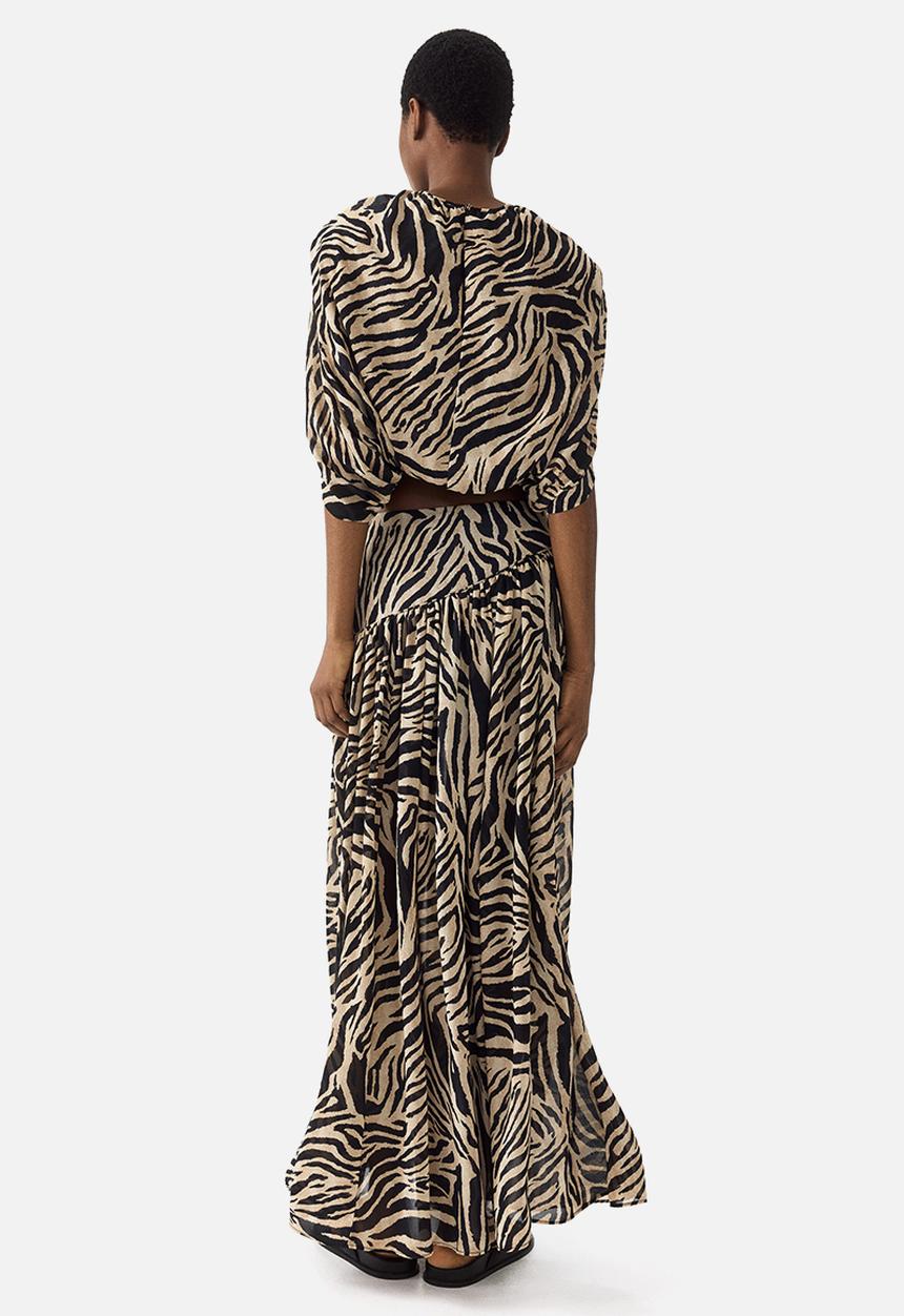 H&M - Chiffon maxi skirt - beige/zebra print