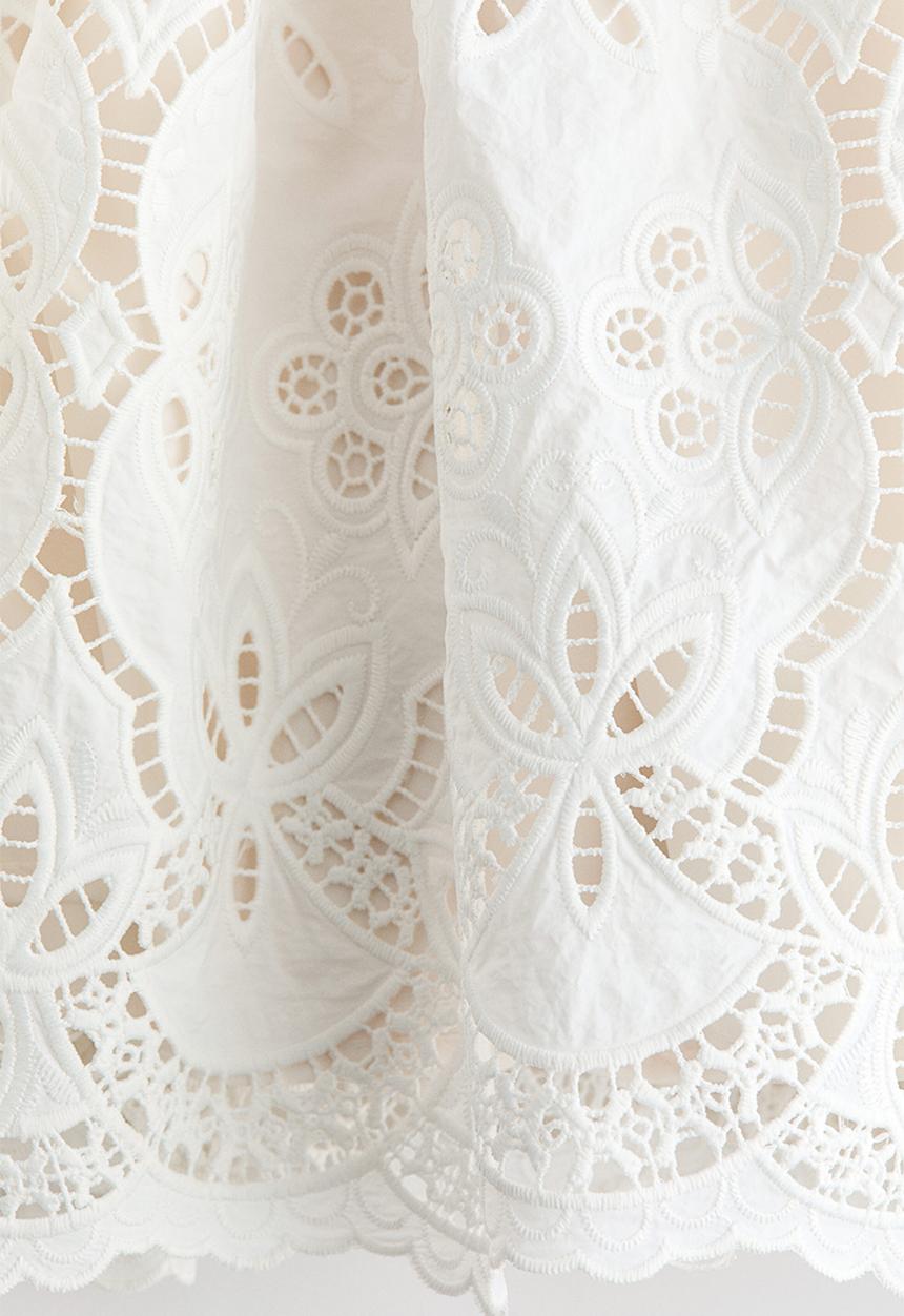 H&M - Broderie-anglaise drawstring skirt - white