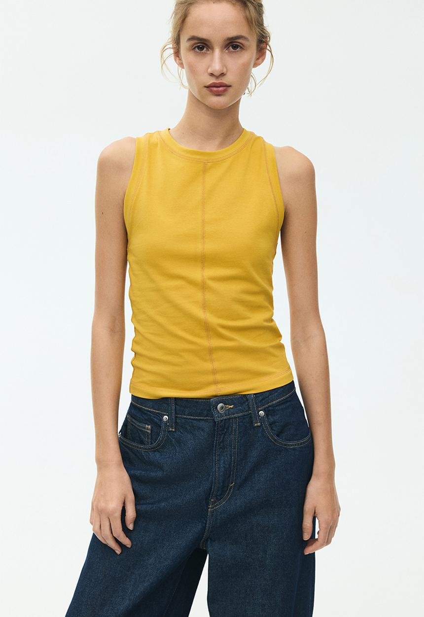 H&M - Flatlock-seam vest top - dark yellow