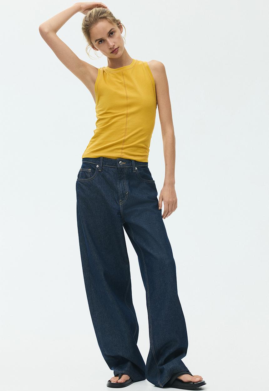 H&M - Flatlock-seam vest top - dark yellow