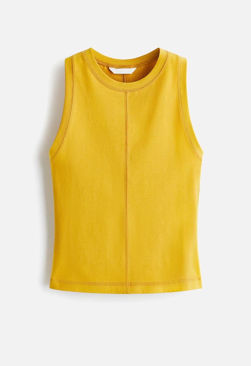 H&M - Flatlock-seam vest top - dark yellow