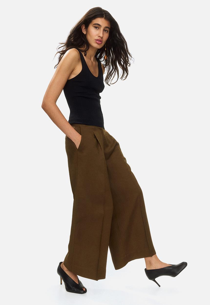 H&M - Ankle-length linen-blend trousers - brown