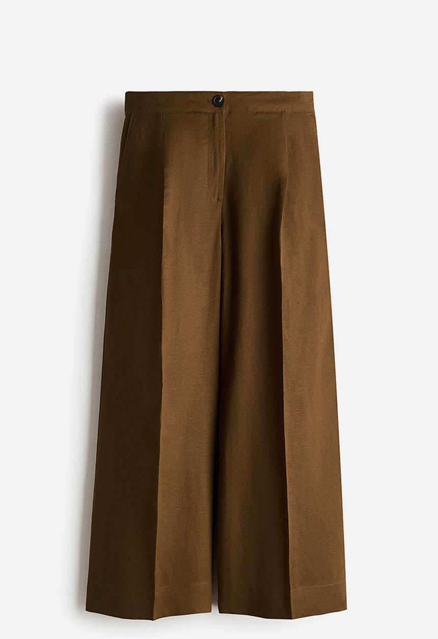 H&M - Ankle-length linen-blend trousers - brown