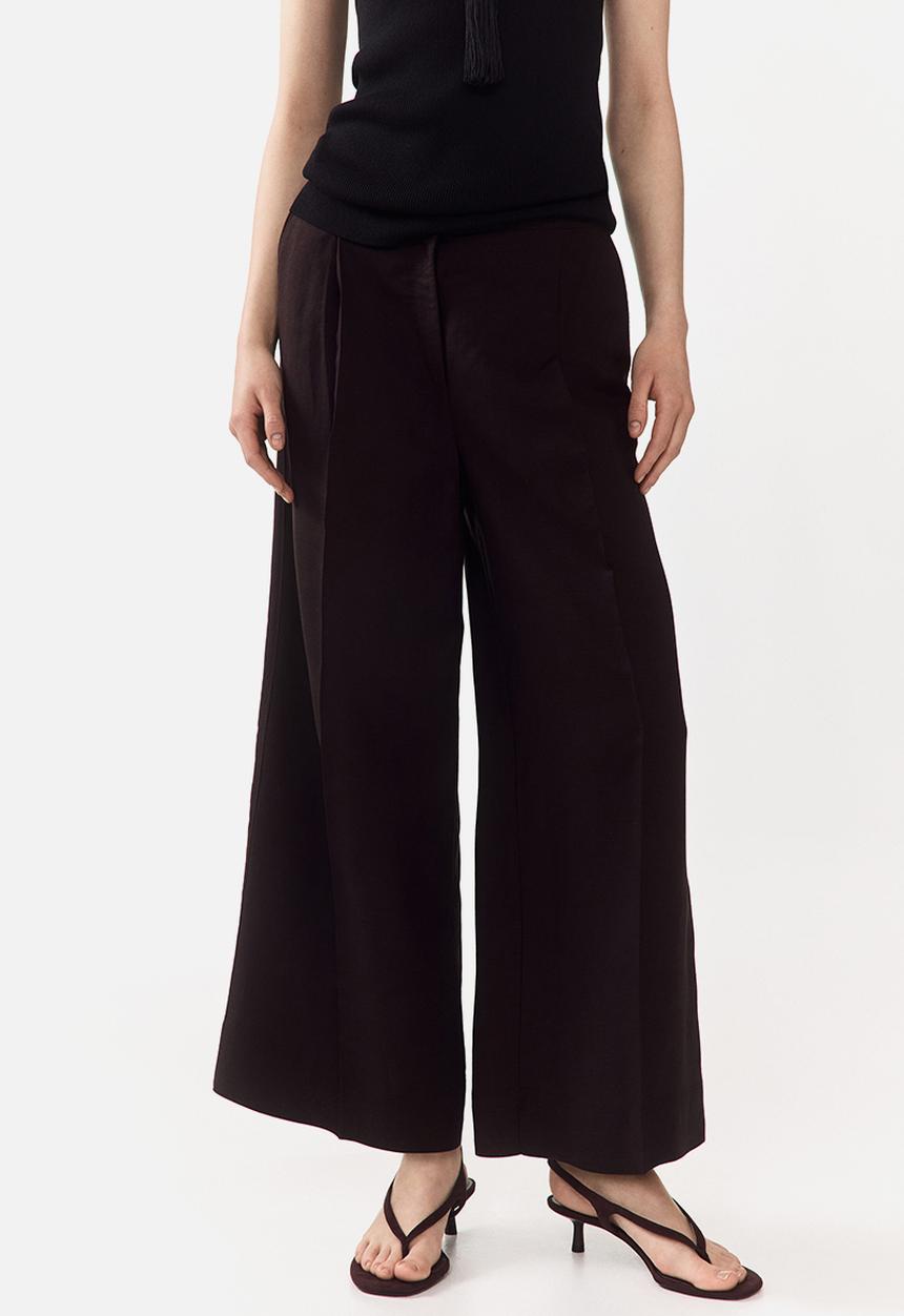 H&M - Ankle-length linen-blend trousers - dark plum purple