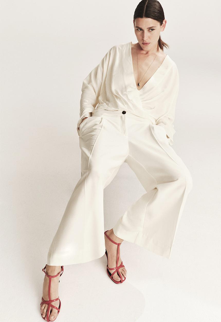 H&M - Ankle-length linen-blend trousers - cream