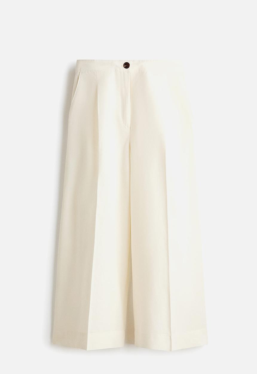 H&M - Ankle-length linen-blend trousers - cream