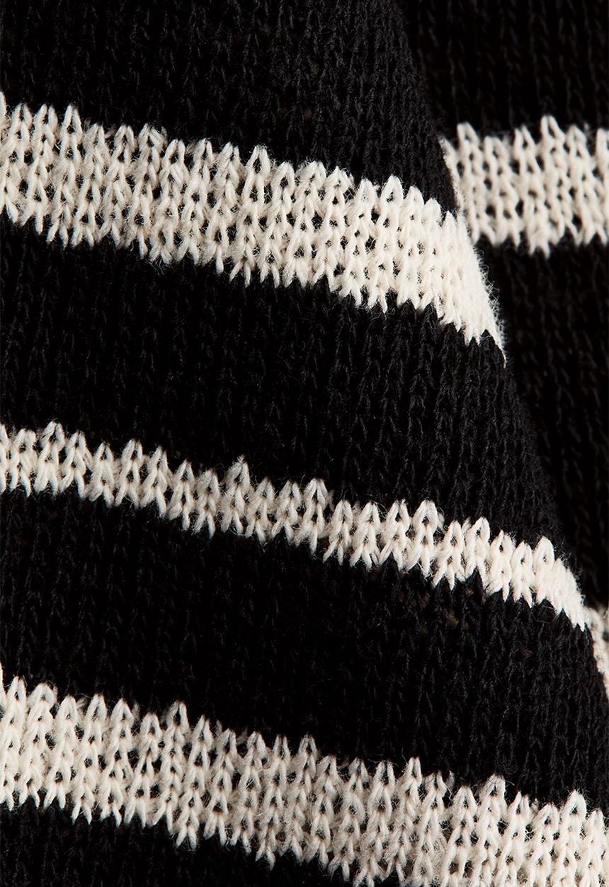 H&M - Knitted halterneck dress - black/striped
