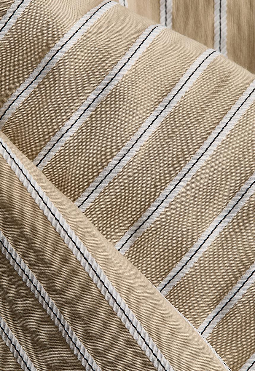 H&M - Tie-detail blouse - light beige/striped