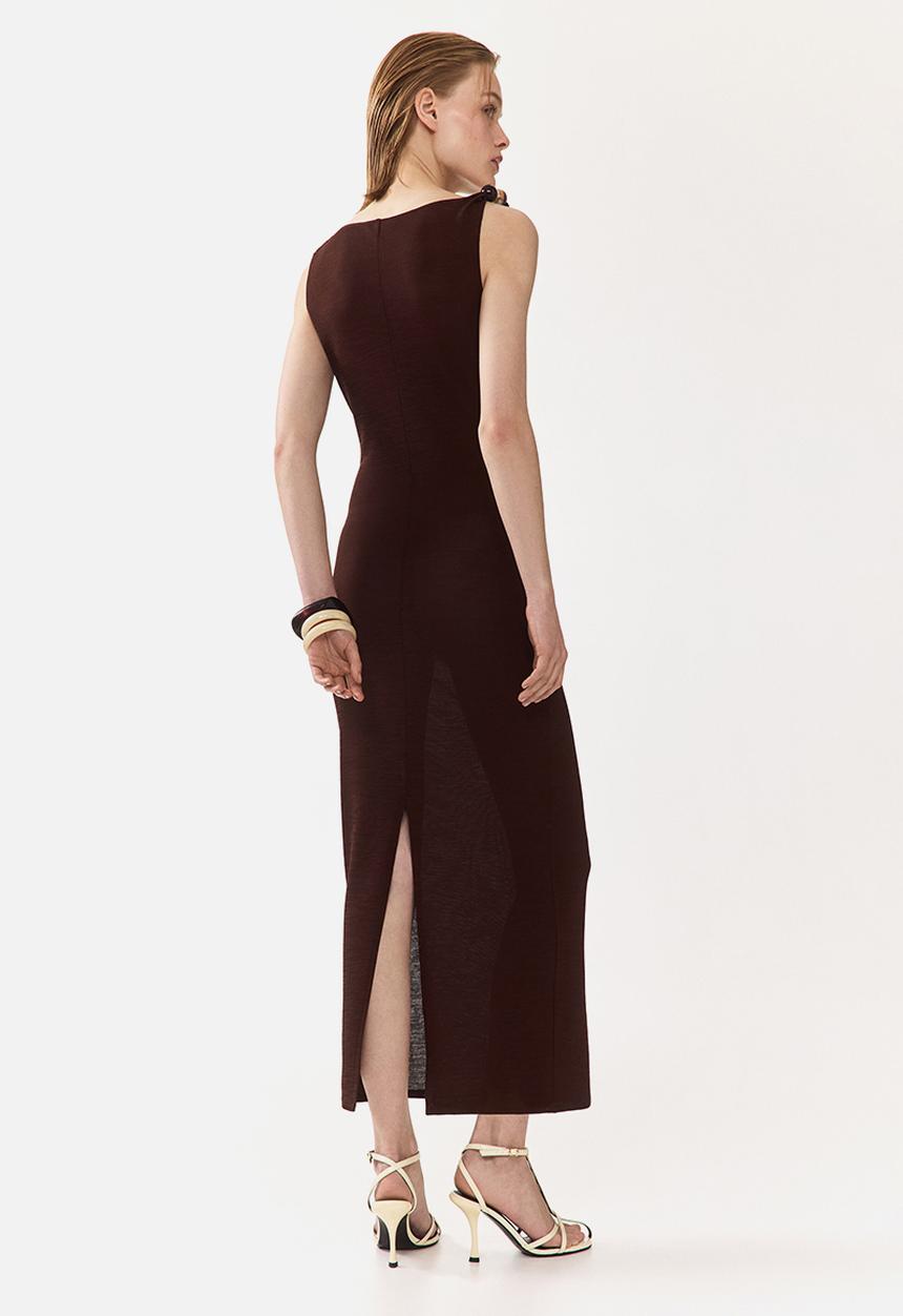 H&M - Beaded cowl-neck dress - dark brown