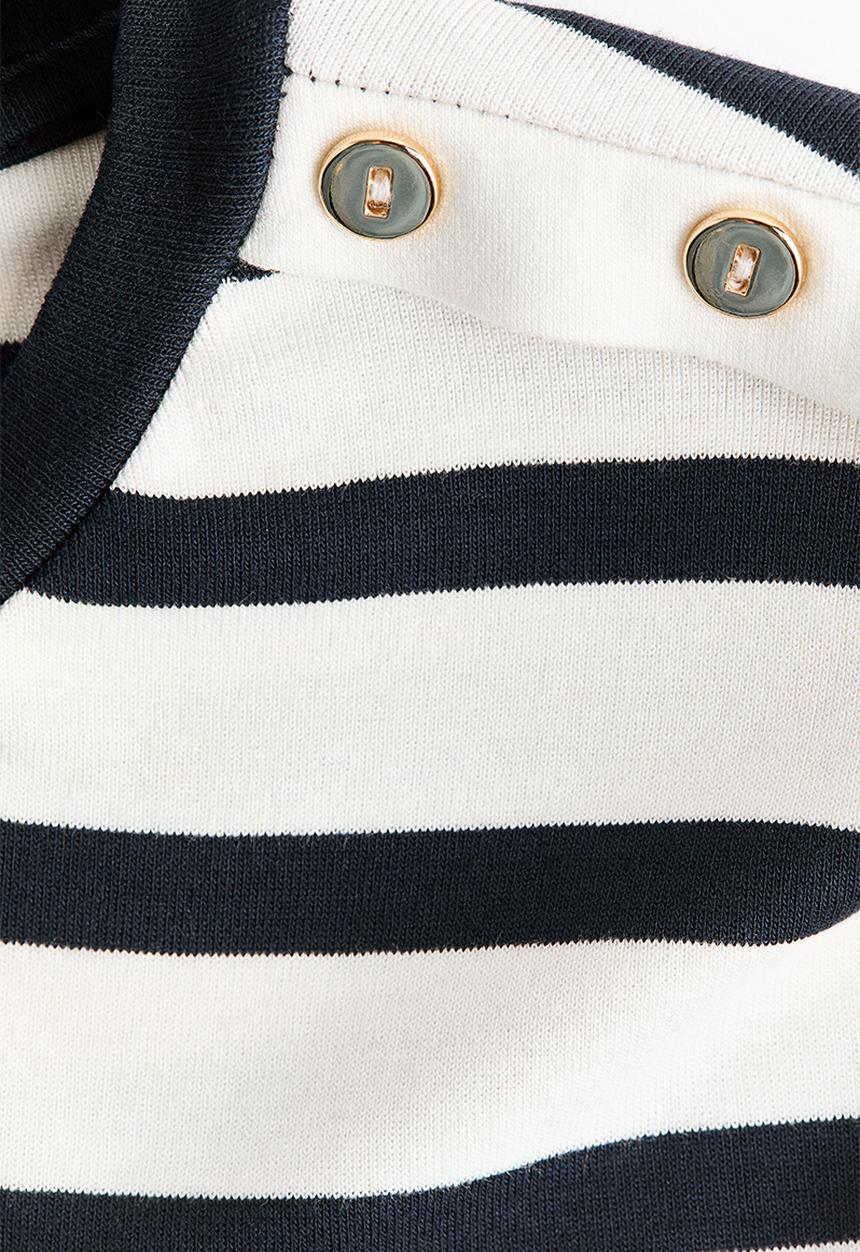 H&M - Button-detail viscose top - navy blue/striped