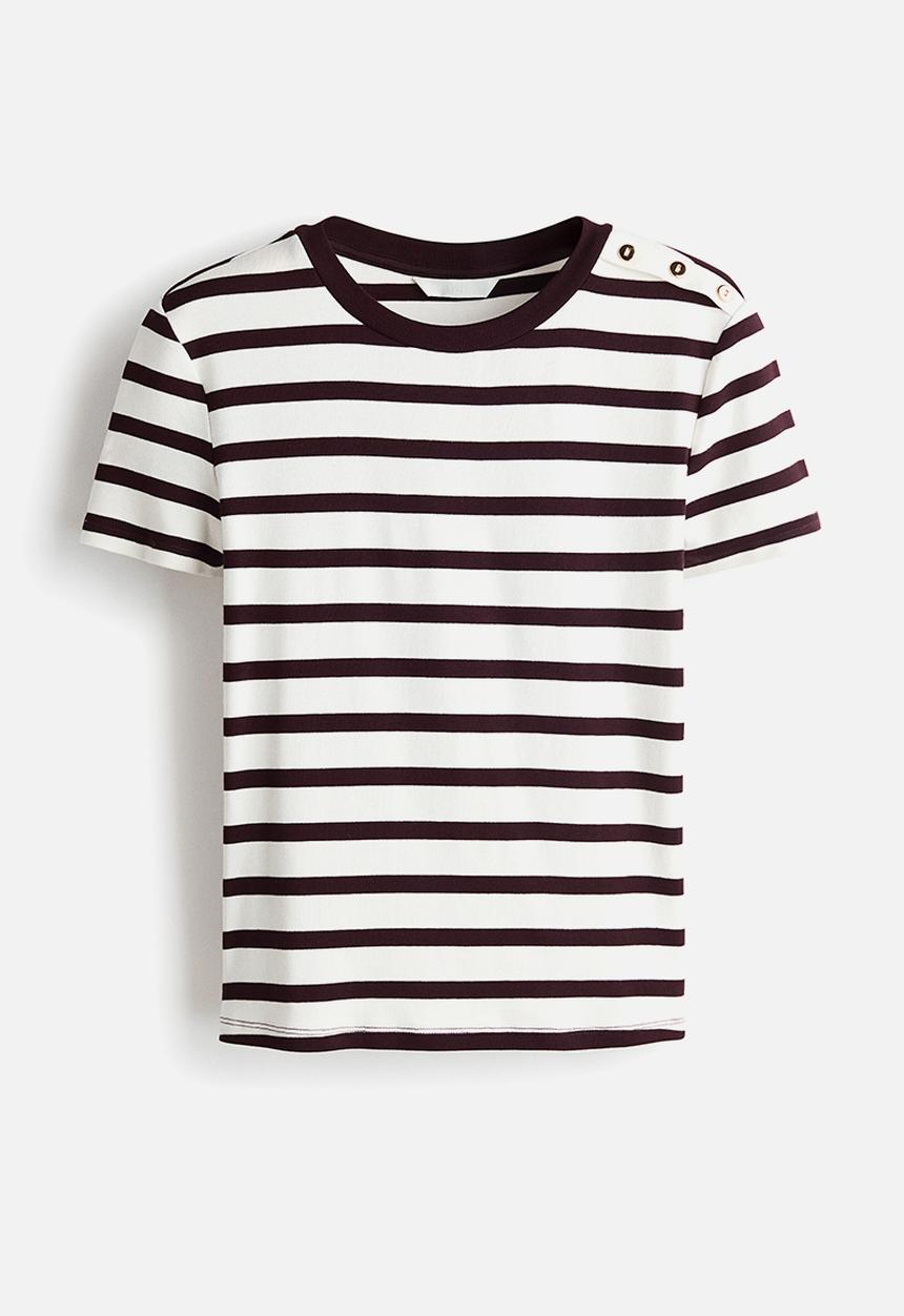H&M - Button-detail viscose top - white/striped