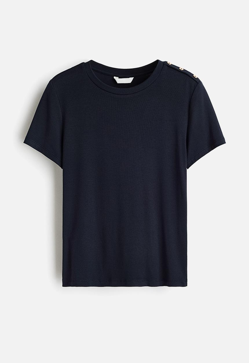H&M - Button-detail viscose top - navy blue
