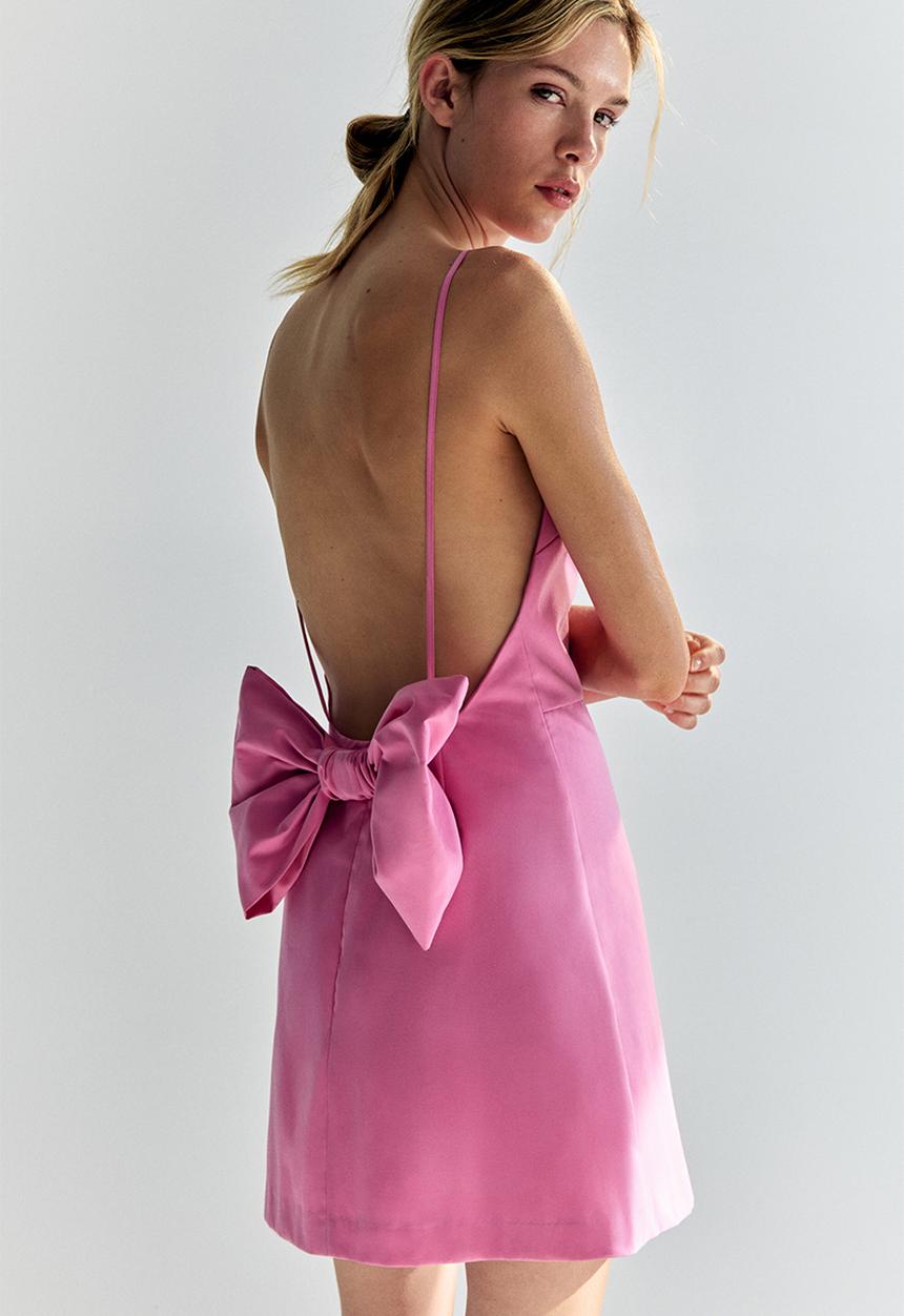 H&M - Bow-detail low-back dress - pink