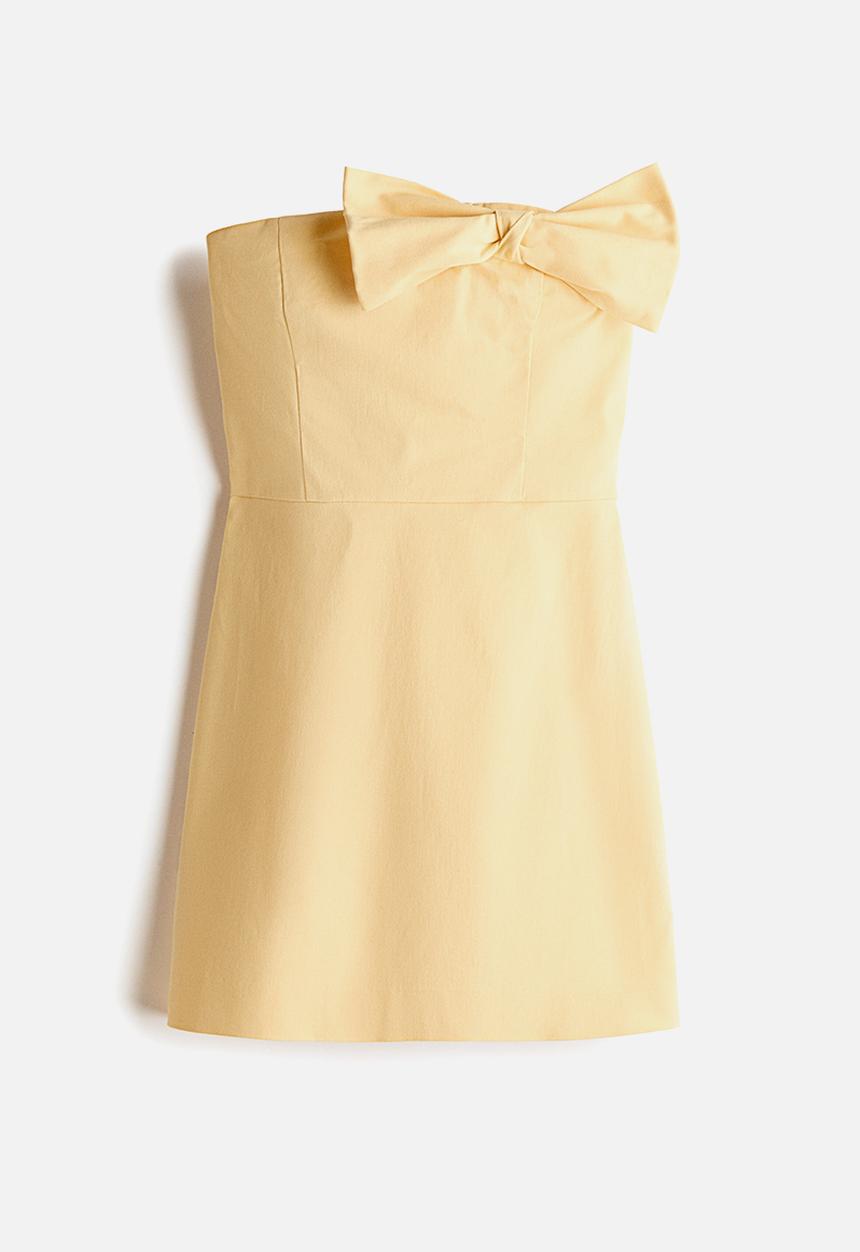 H&M - Bow-detail bandeau dress - light yellow