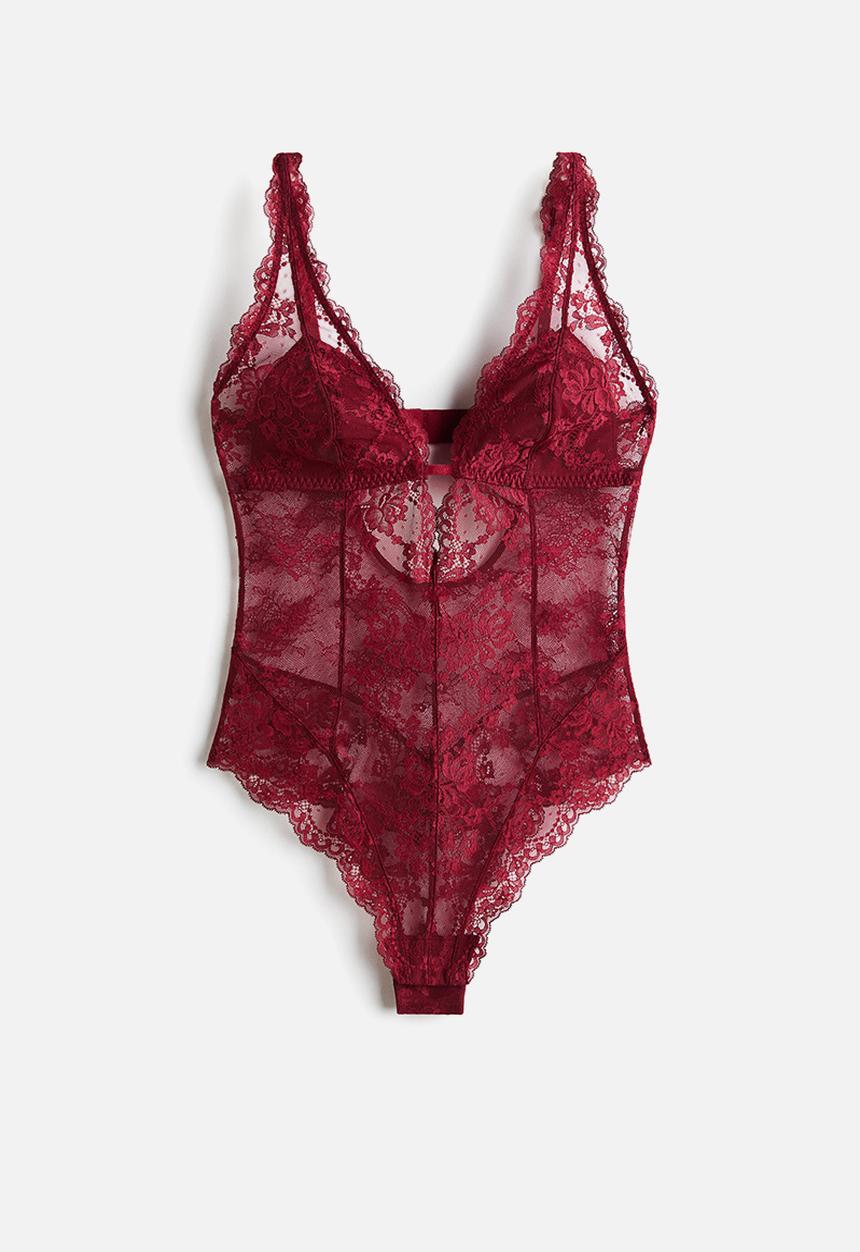 H&M - Lace body - dark red
