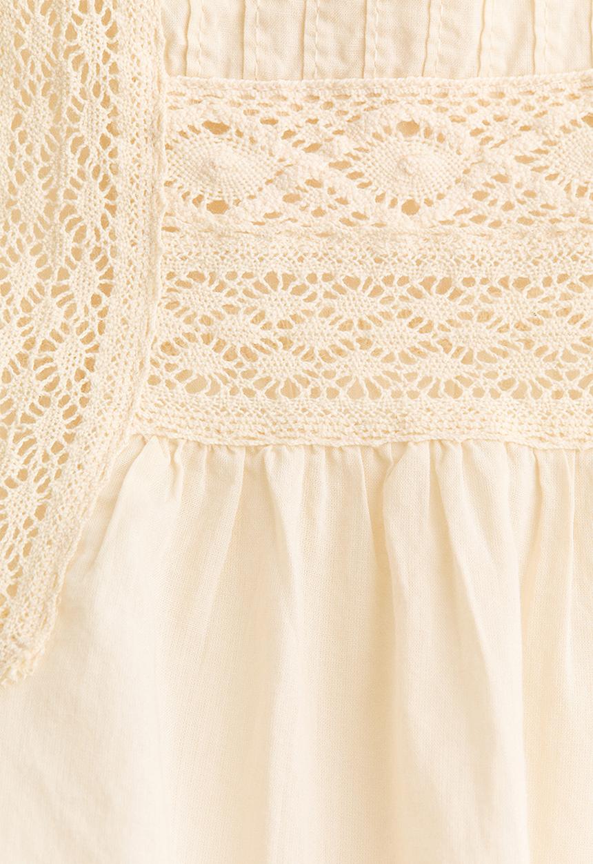 H&M - Lace-inset cotton blouse - light beige