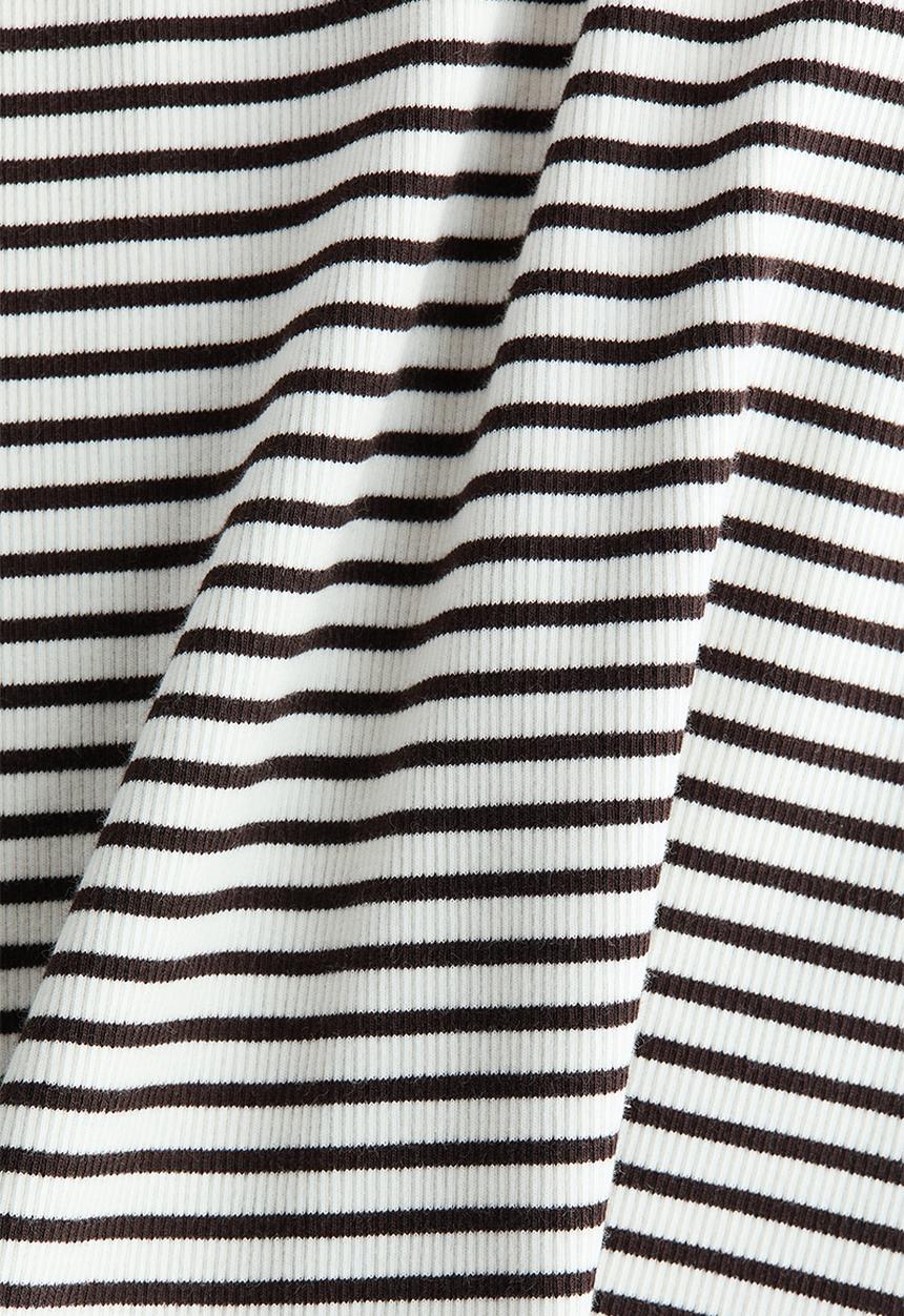 H&M - Ribbed cotton vest top - dark brown/striped
