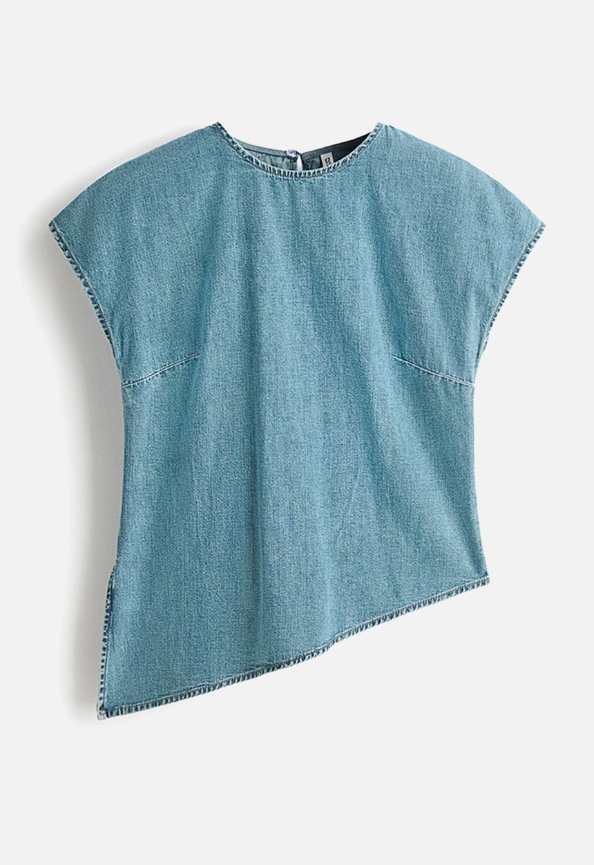 H&M - Asymmetric denim top - light denim blue