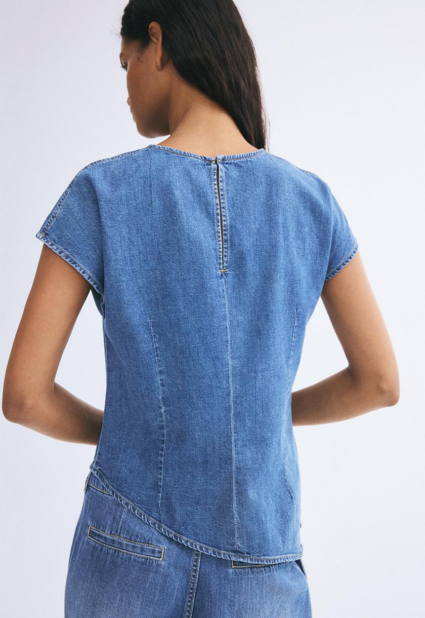 H&M - Asymmetric denim top - denim blue