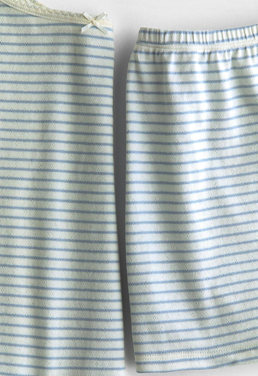 H&M - Cotton pointelle pyjamas - white/light blue striped